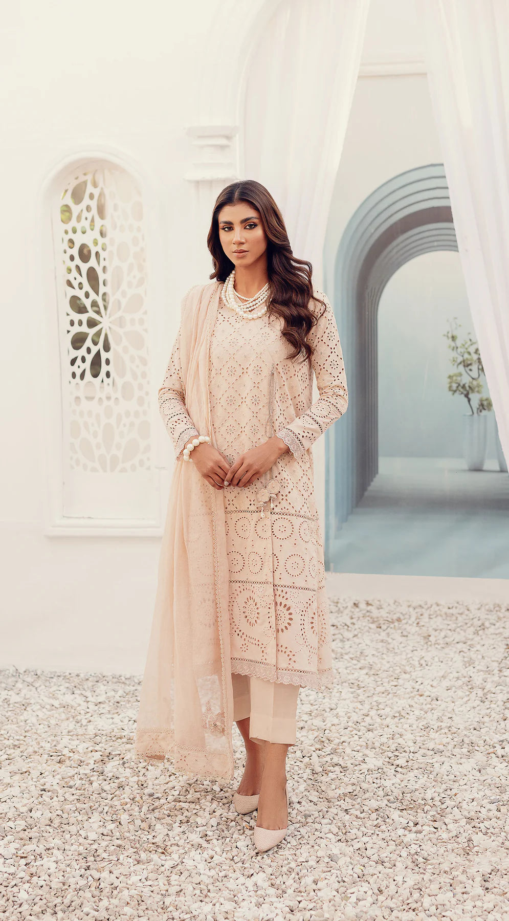 Sabeen Abbas Off-White Luxury Lawn Collection Replica