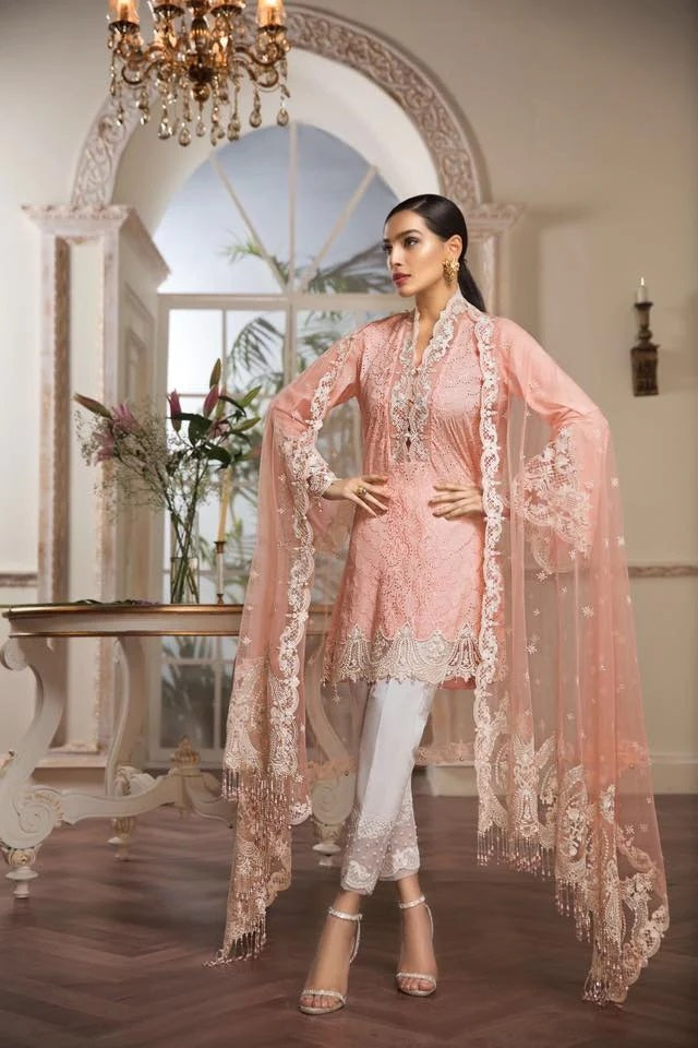 Anaya Peach Luxury Lawn Collection Replica