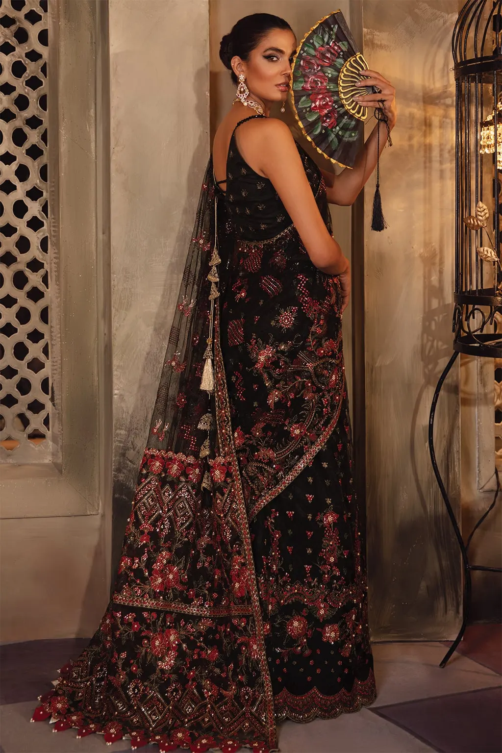 Iznik Black Saree Collection Net Replica