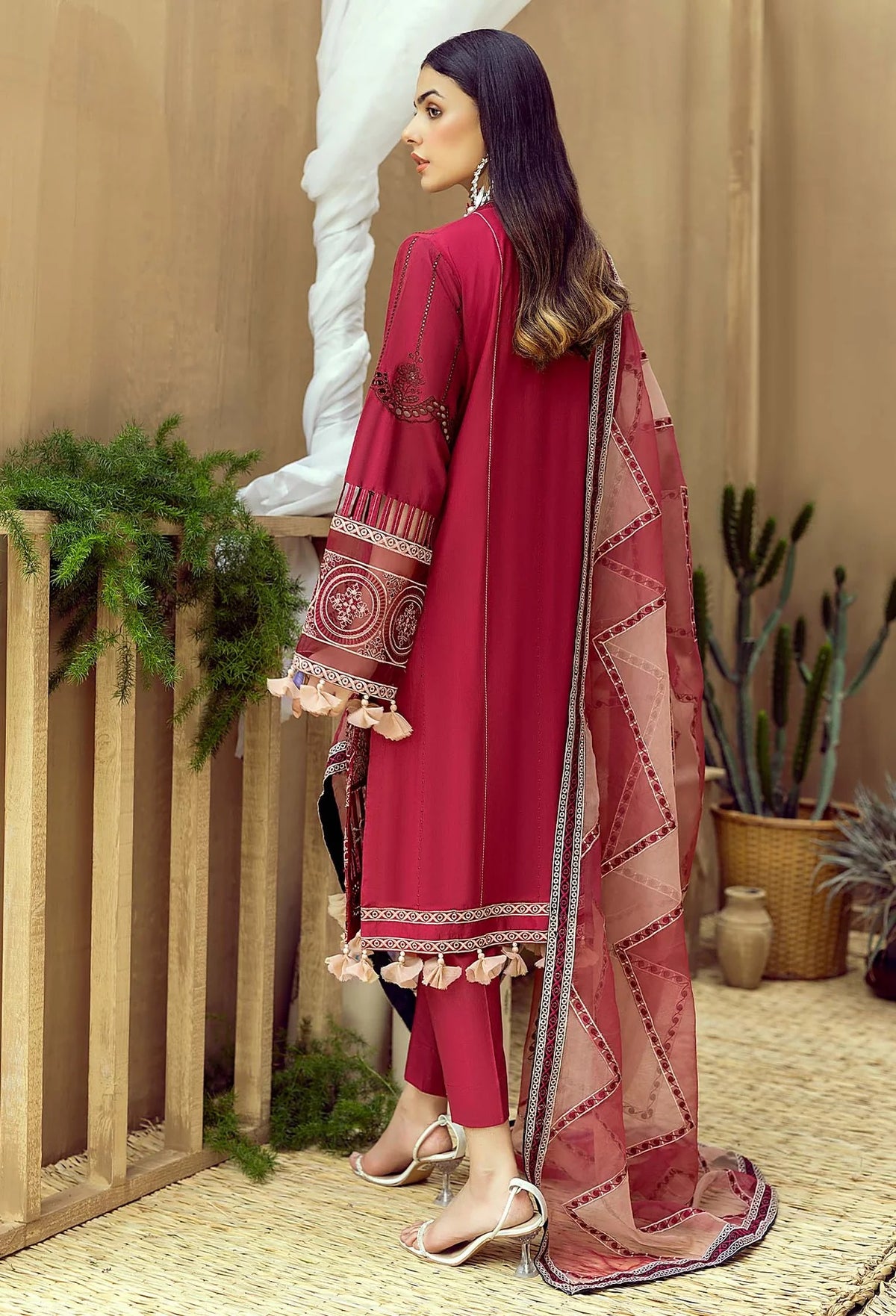 Adan Libas Maroon Luxury Lawn Collection Replica