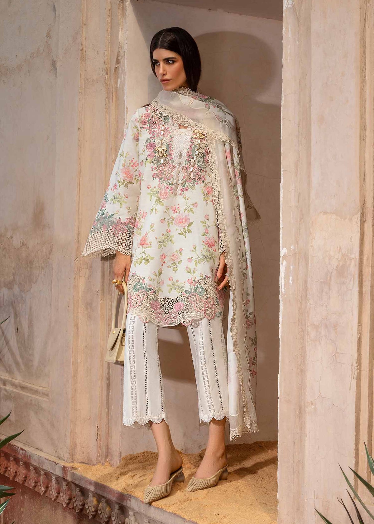 Crimson Off White Printed Lawn Collection Replica