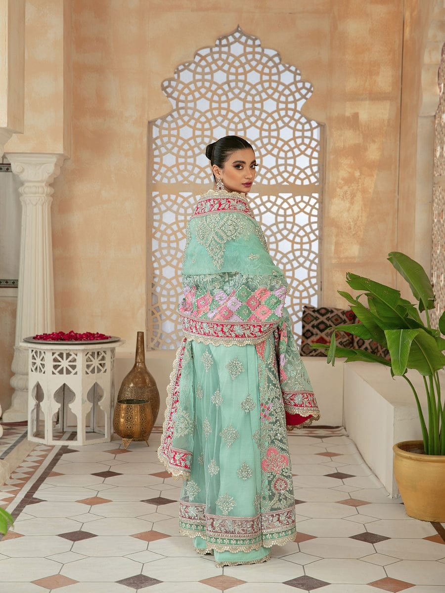 Maryam Hussain Sea Green Bridal Collection Net Replica