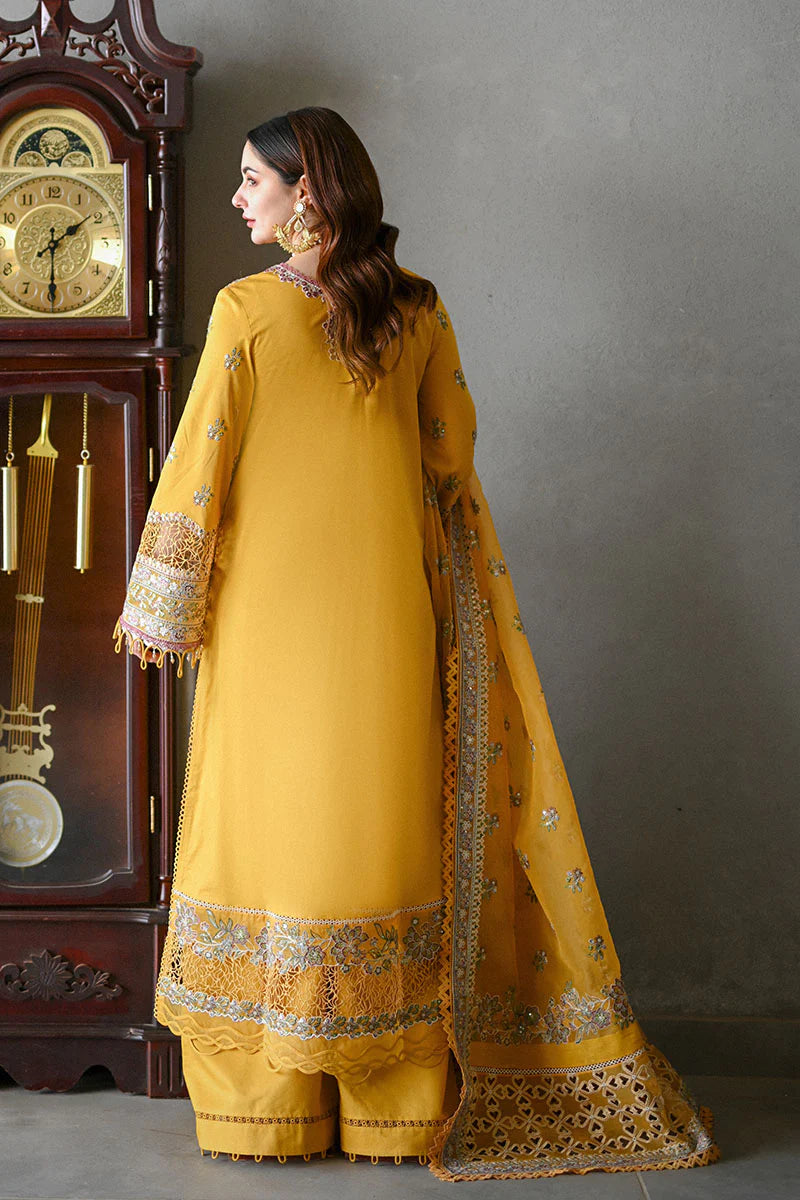 Qalamkar Yellow Luxury Lawn Collection Replica