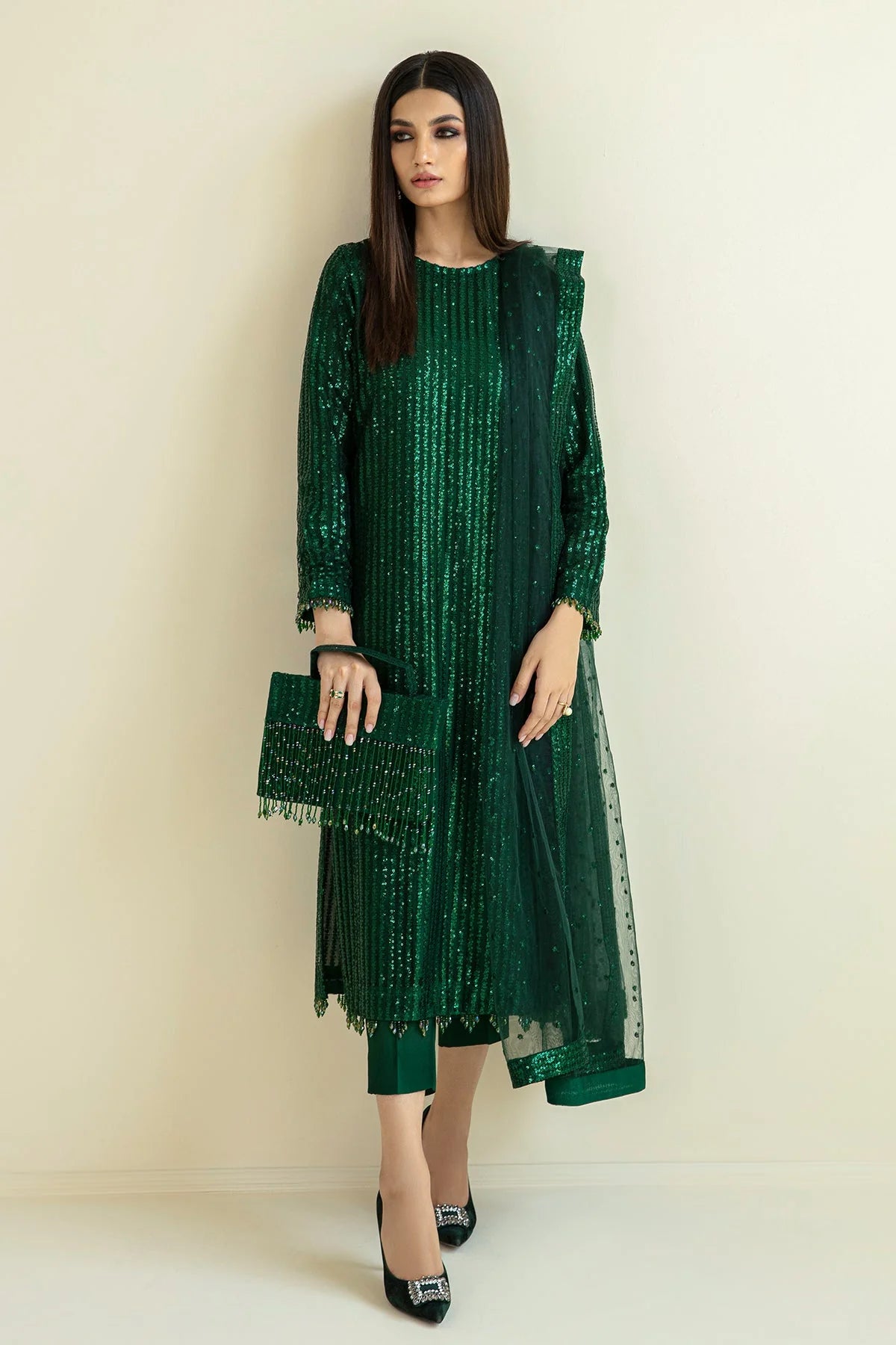 Barouqe Green Formal Collection Chiffon Replica