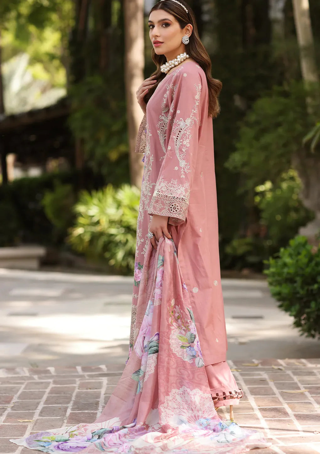 Elaf Peach Luxury Lawn Collection Replica