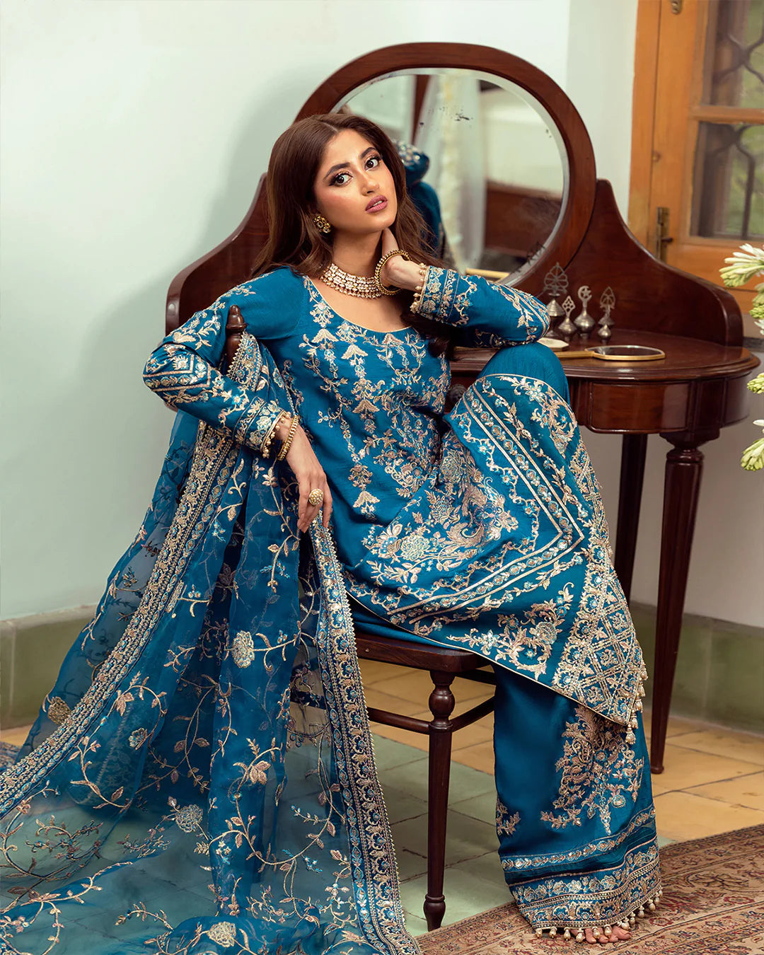 Faiza Saqlain Blue Formal Collection Organza Replica