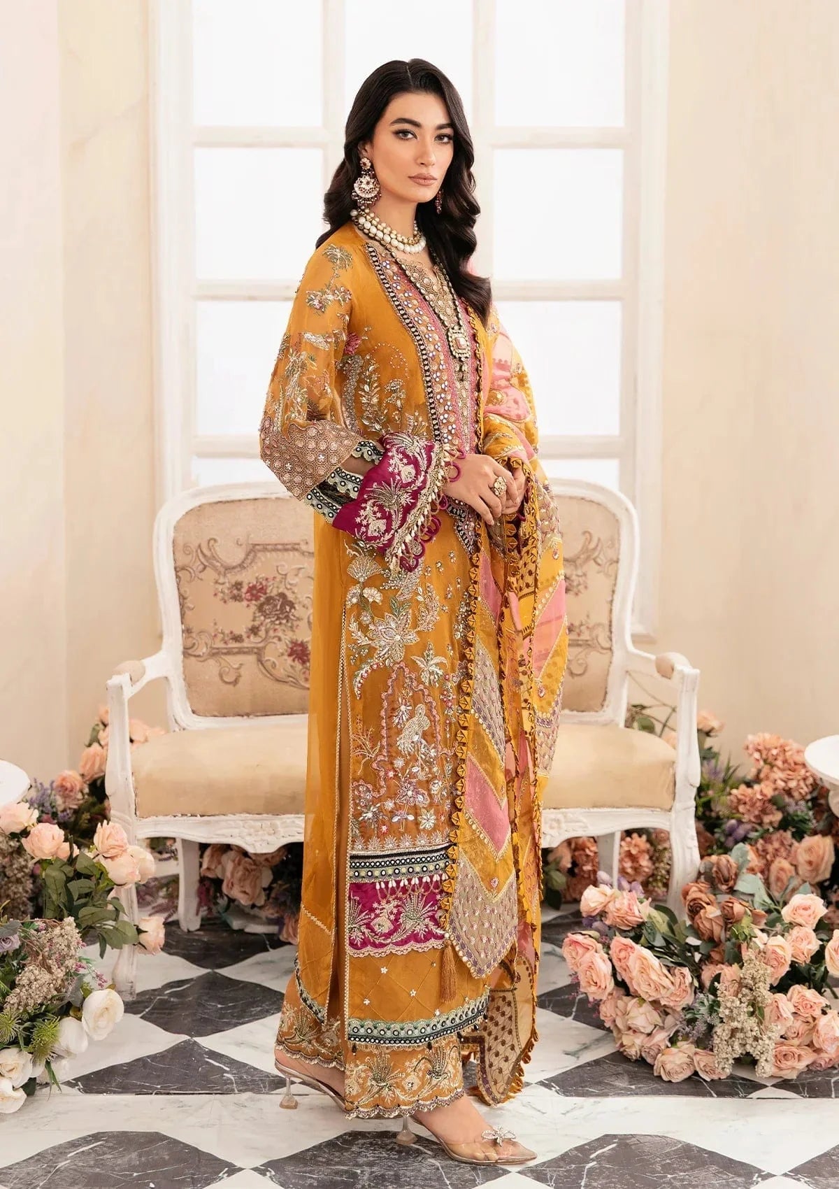 Elaf Yellow Formal Collection Organza Replica