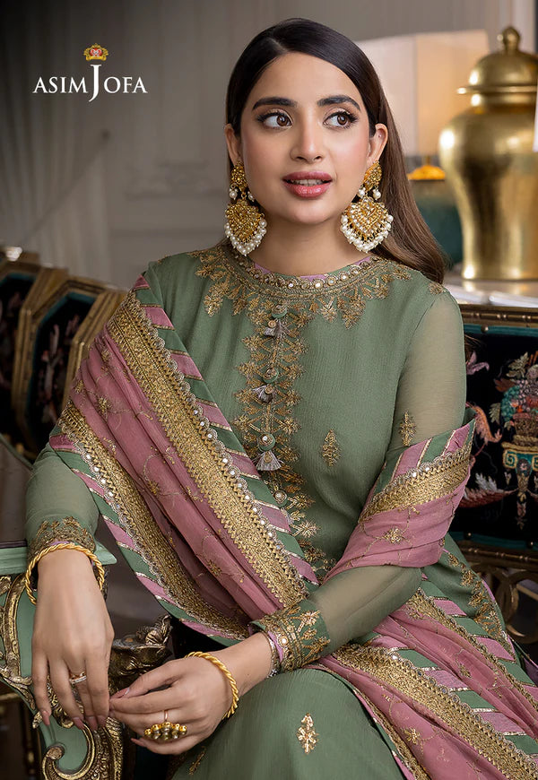 Asim Jofa Green Formal Collection Chiffon Replica