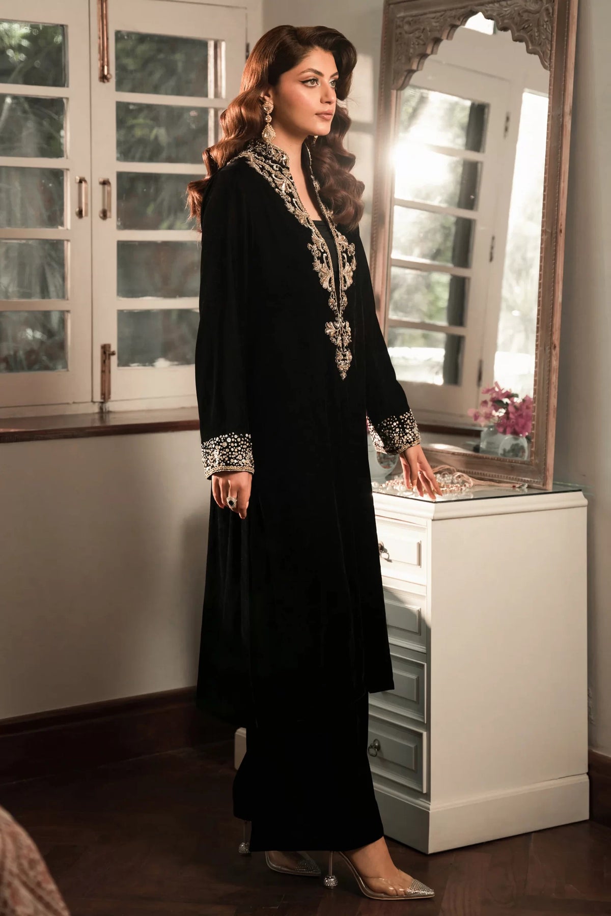 Ammara Khan Black Velvet Collection Replica