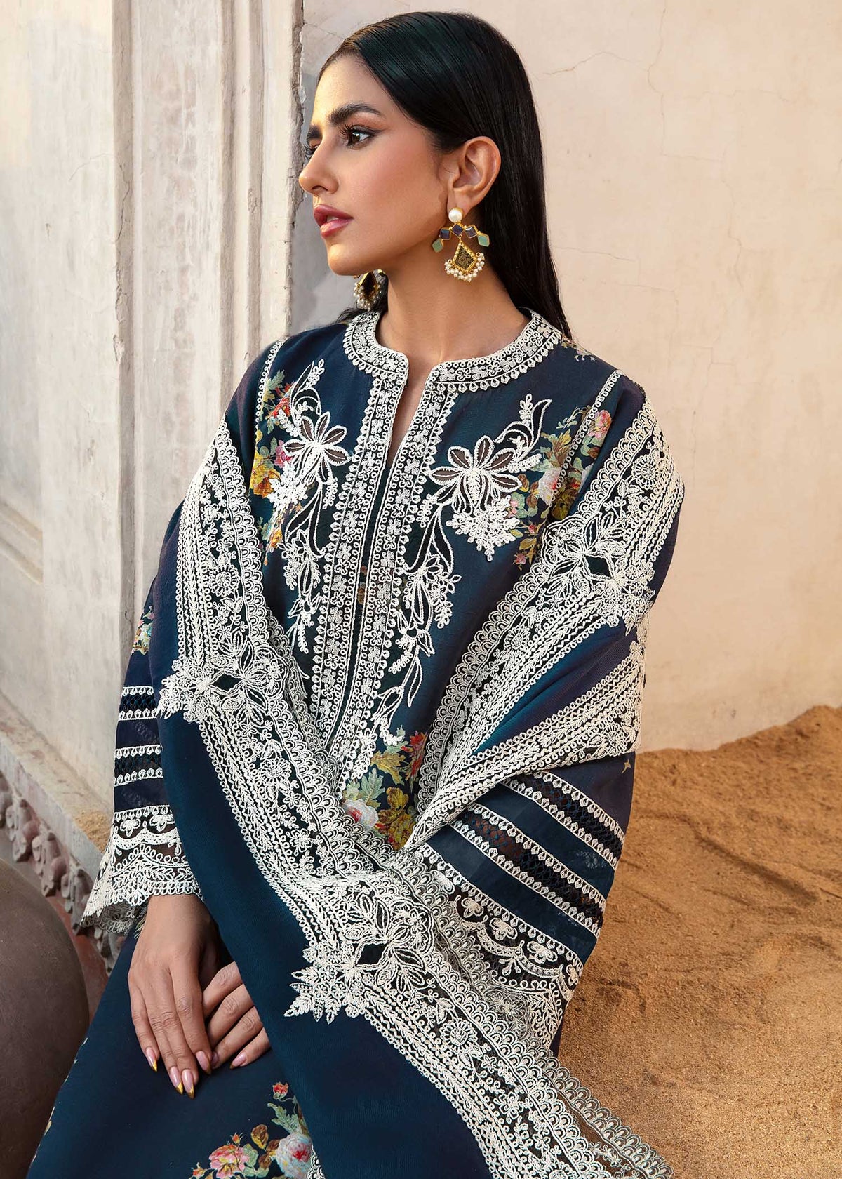 Crimson X Saira Shakira Blue Luxury Lawn Collection Replica