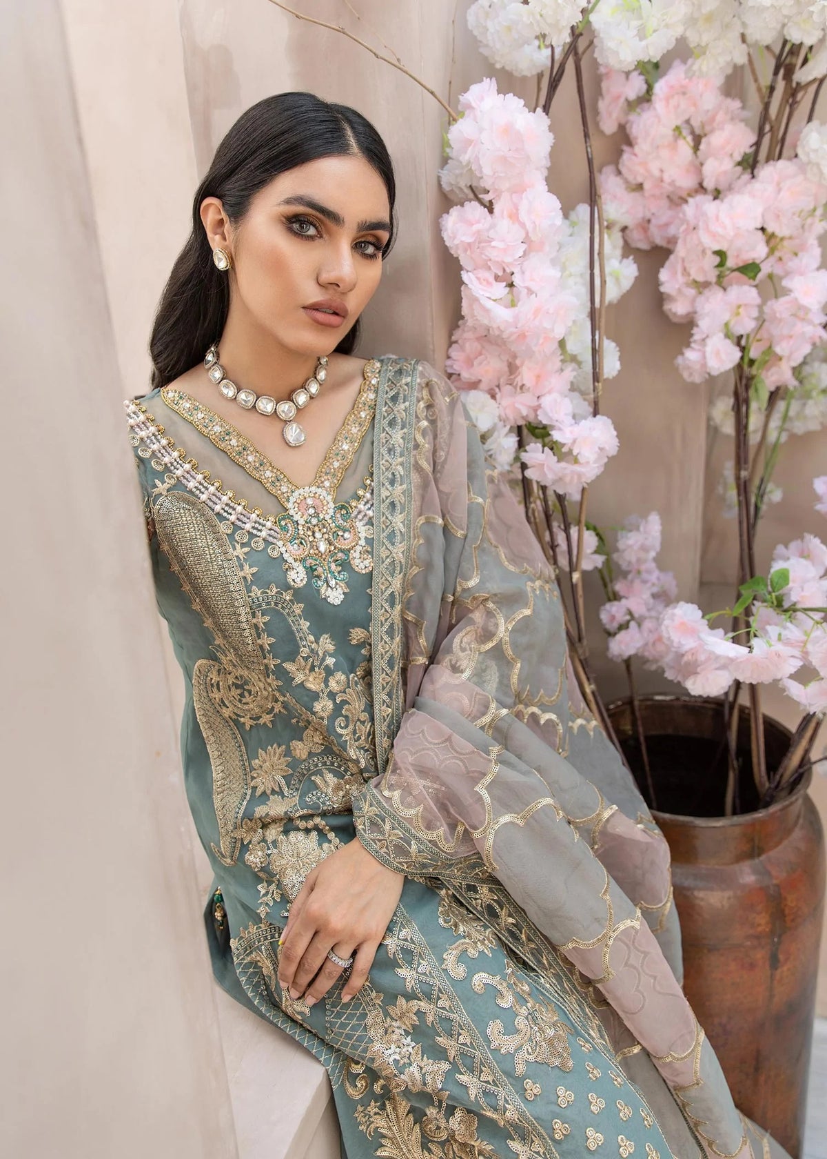 Imrozia Sea Green Formal Organza Replica