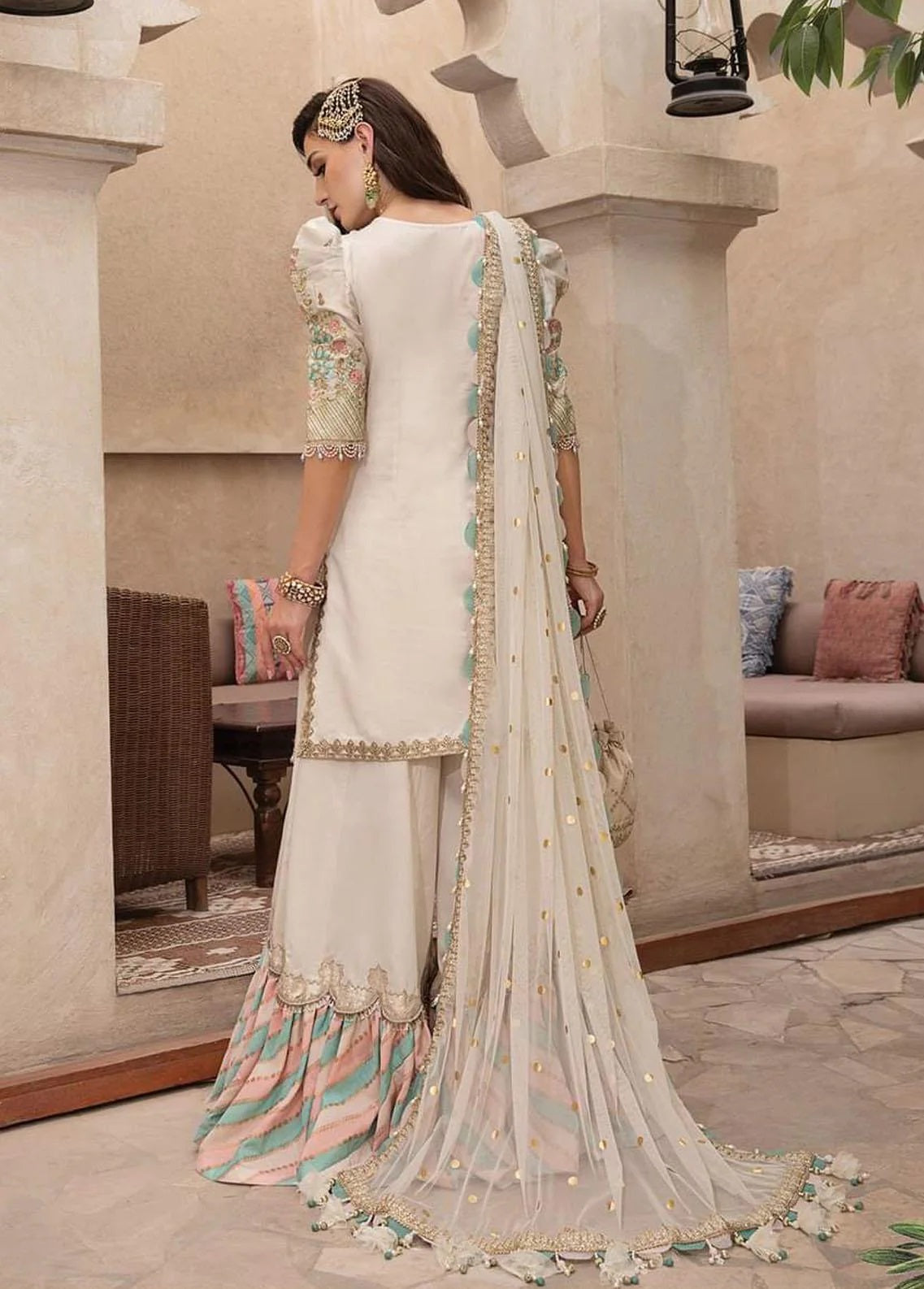 Maria B White Exclusive Silk Lawn Gharara Replica