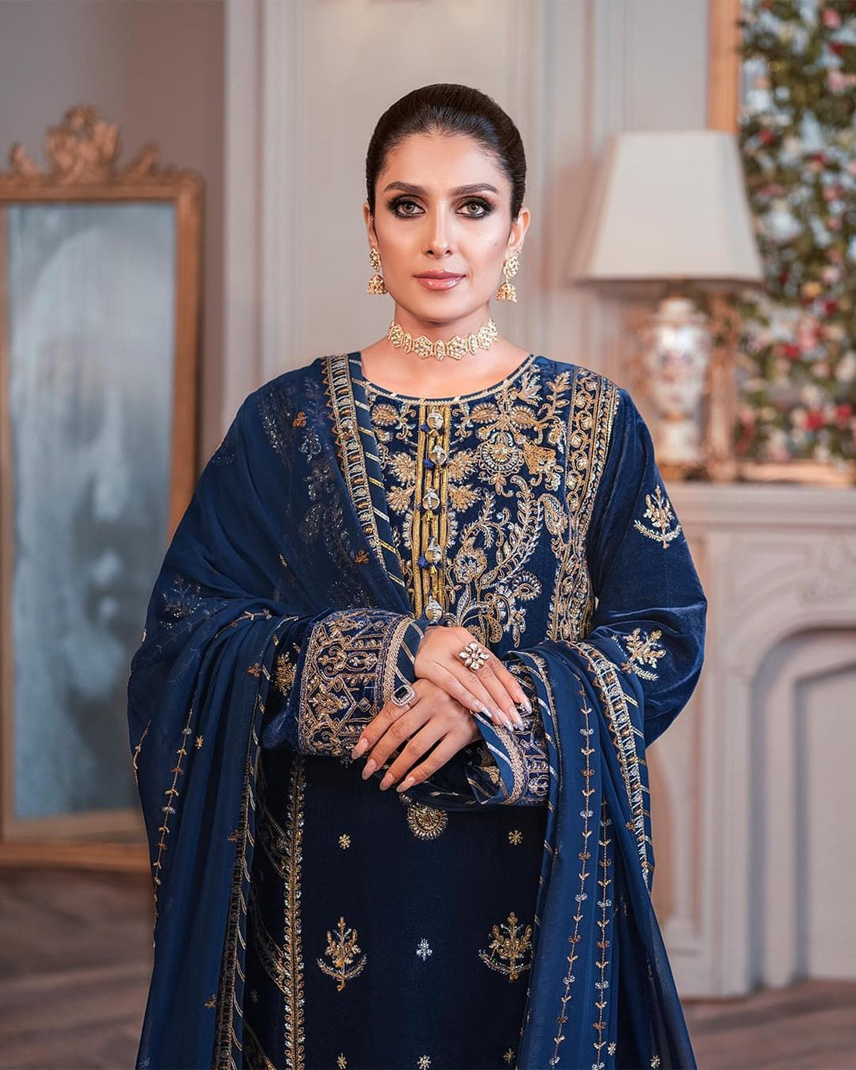 Asim Jofa Blue Formal Collection Velvet Replica