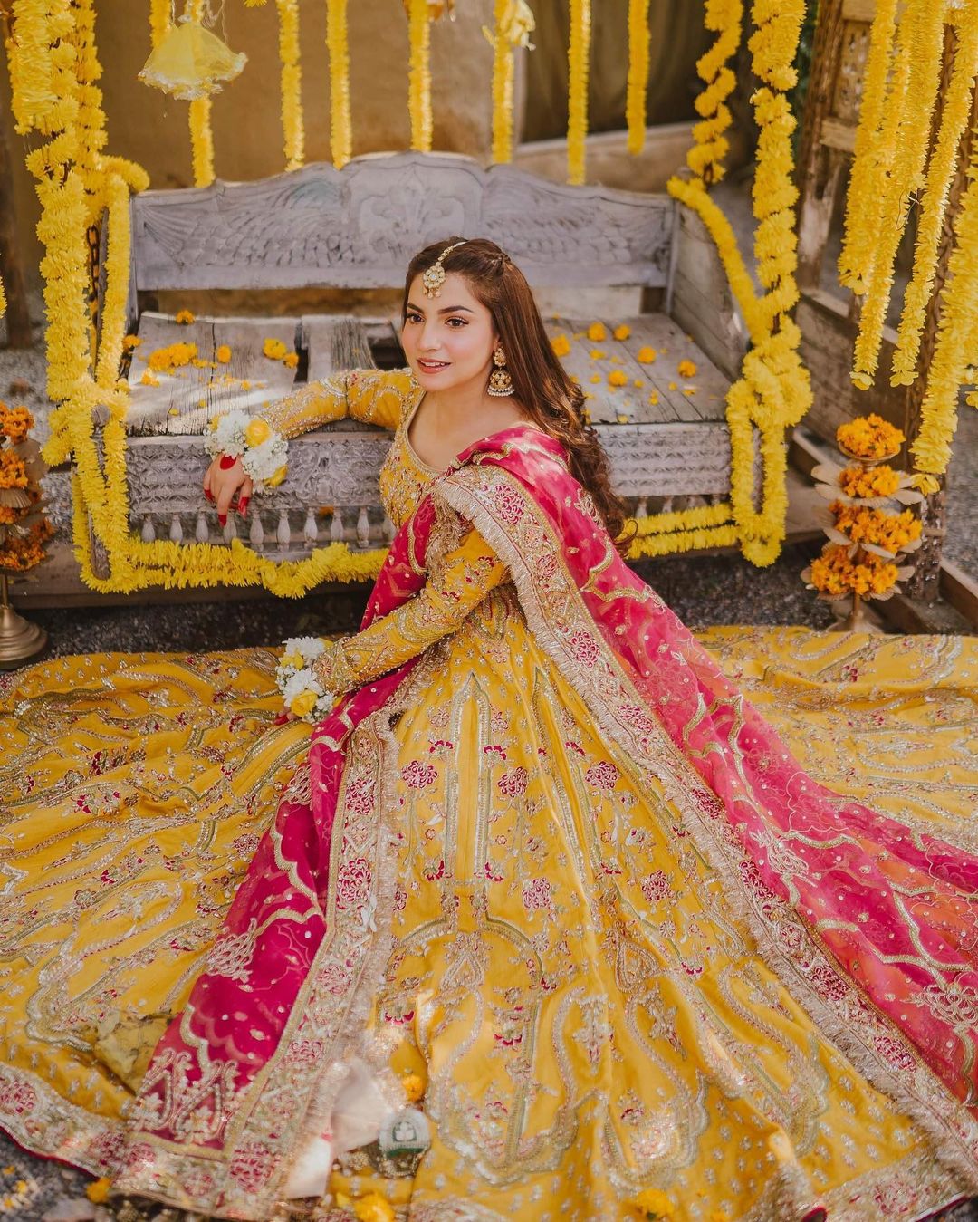 Maha Wajahat Yellow Bridal Collection Net Replica