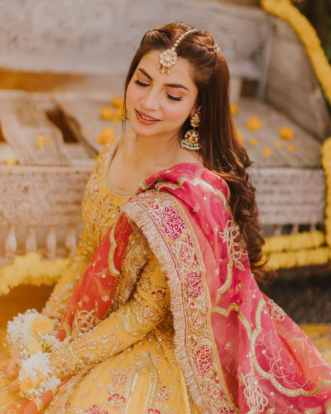 Maha Wajahat Yellow Bridal Collection Net Replica