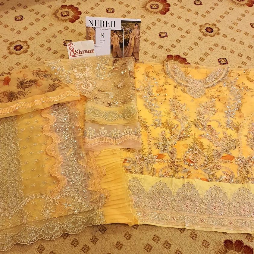 Nureh Yellow Formal Collection Organza Replica