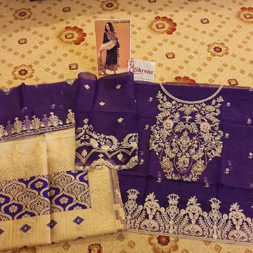 Faiza Saqlain Purple Formal Collection Organza Replica