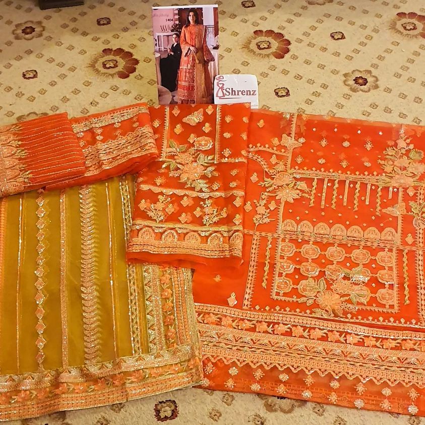 Nazia Hassan By Mohsin Naveed Ranjha Orange Organza Replica