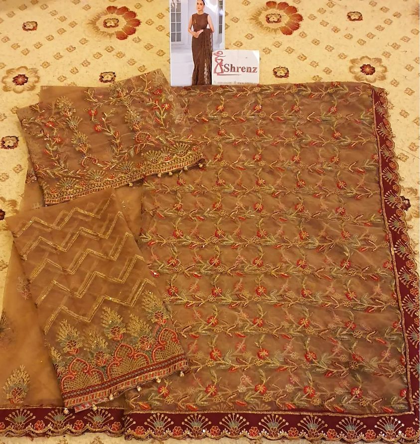 Zarif Brown Saree Collection Net Replica