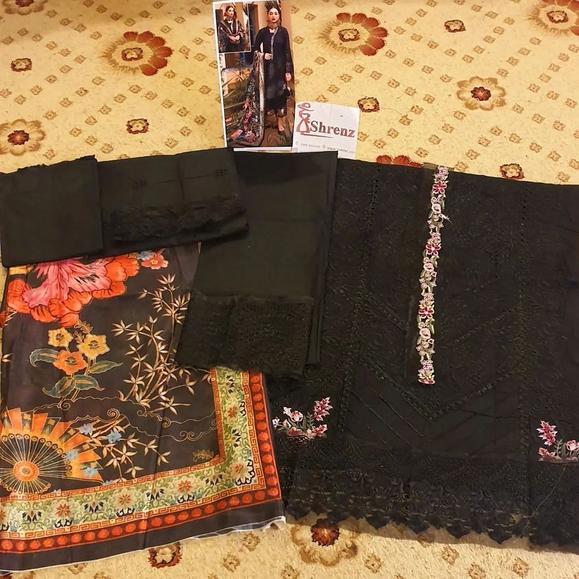 Ittehad Black Luxury Lawn Collection Replica