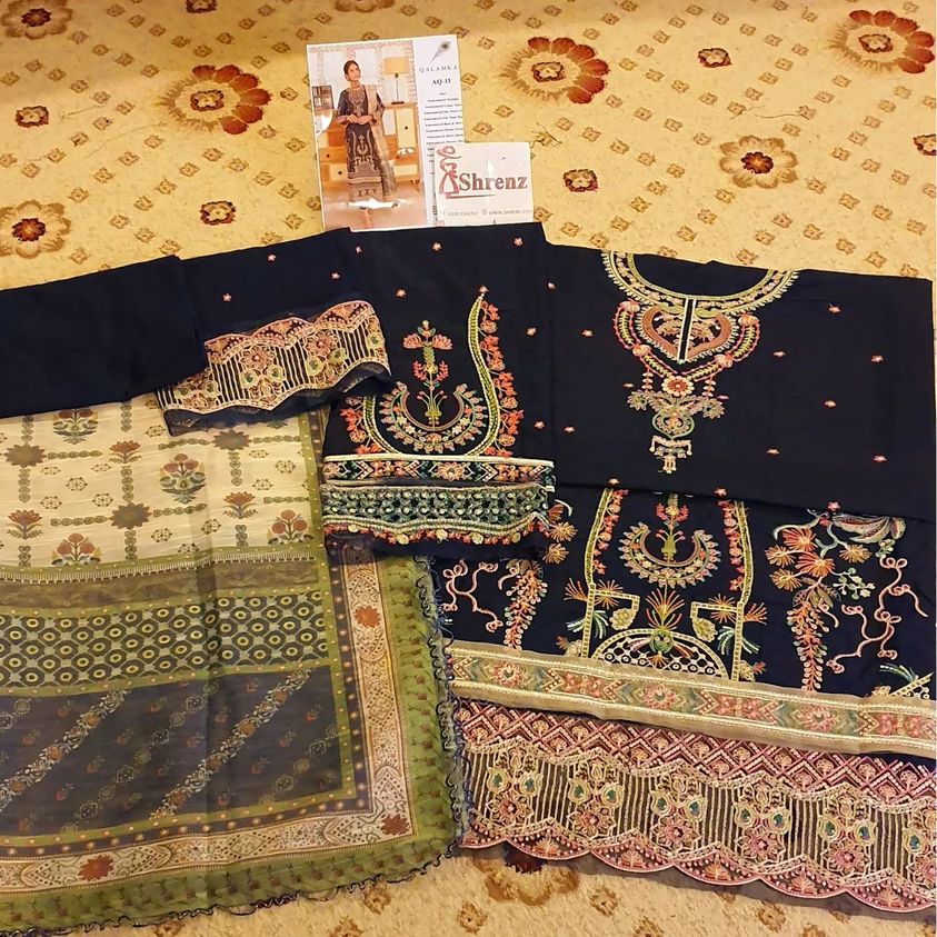 Qalamkaar Blue Luxury Lawn Collection Replica