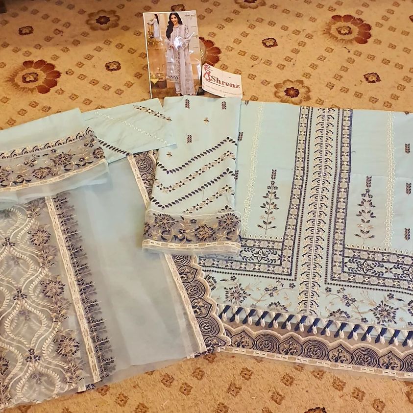 Elaf Sky Blue Luxury Lawn Collection Replica