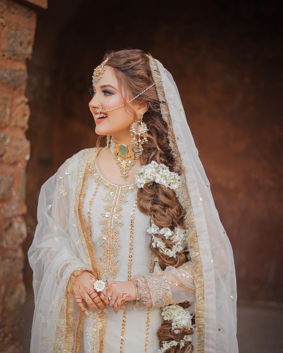 Faiza Saqlain White Gharara Organza Bridal Collection Replica