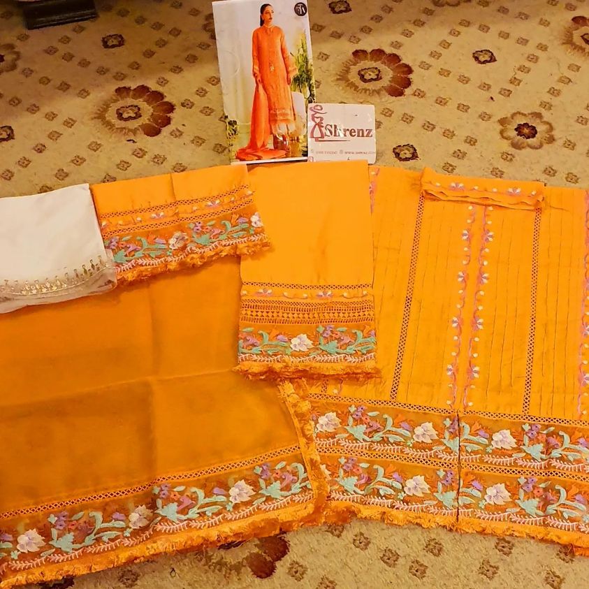 Farah Talib Orange Luxury Lawn Collection Replica