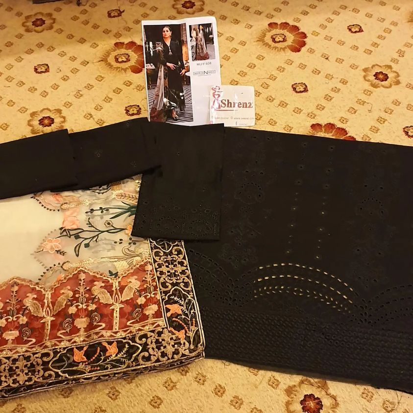 Maryam Hussain Black Luxury Chikankari Collection Replica