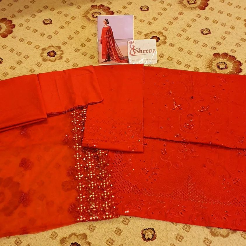 Nureh Tere Sang Red Luxury Lawn Collection Replica