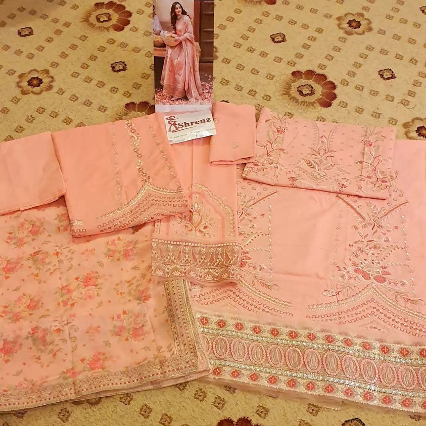 Afrozeh Pink Shabnami Lawn Collection Maxi Replica