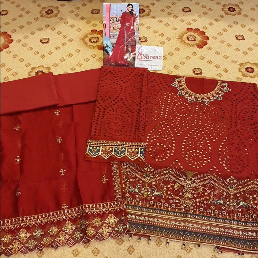 Elaf Maroon Luxury Lawn Collection Replica