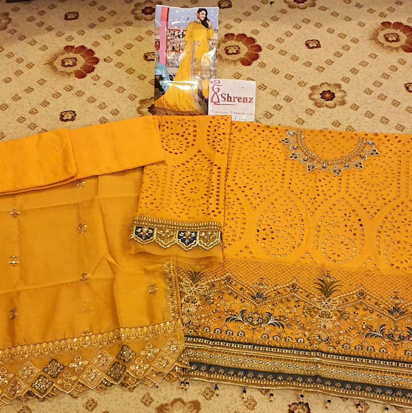 Elaf Mustard Luxury Lawn Collection Replica