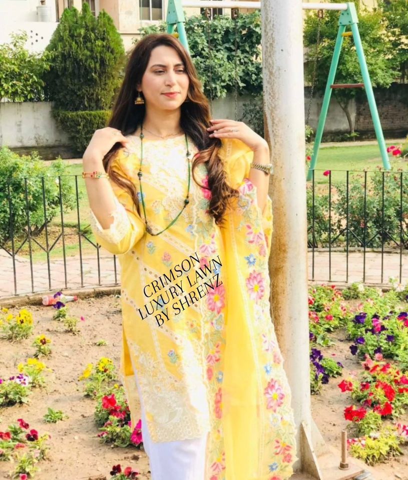 Crimson Yellow Luxury Lawn Collection Replica