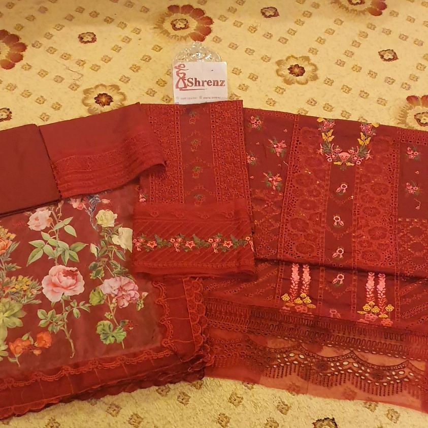 Maria B Red Luxury Lawn Collection Replica