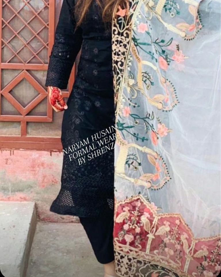 Maryam Hussain Black Luxury Chikankari Collection Replica