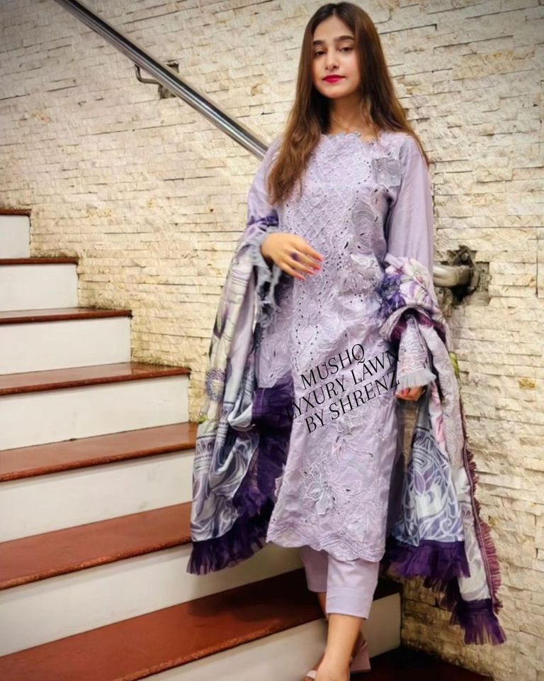 Mushq Purple Lawn Collection Replica