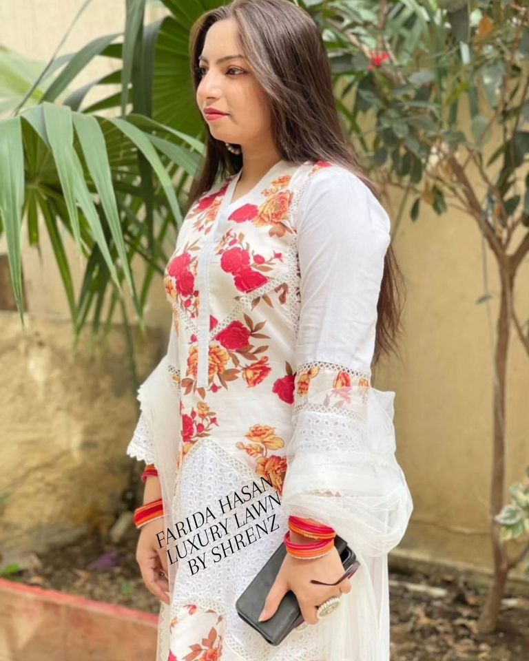 Farida Hassan White Luxury Chikankari Collection Replica