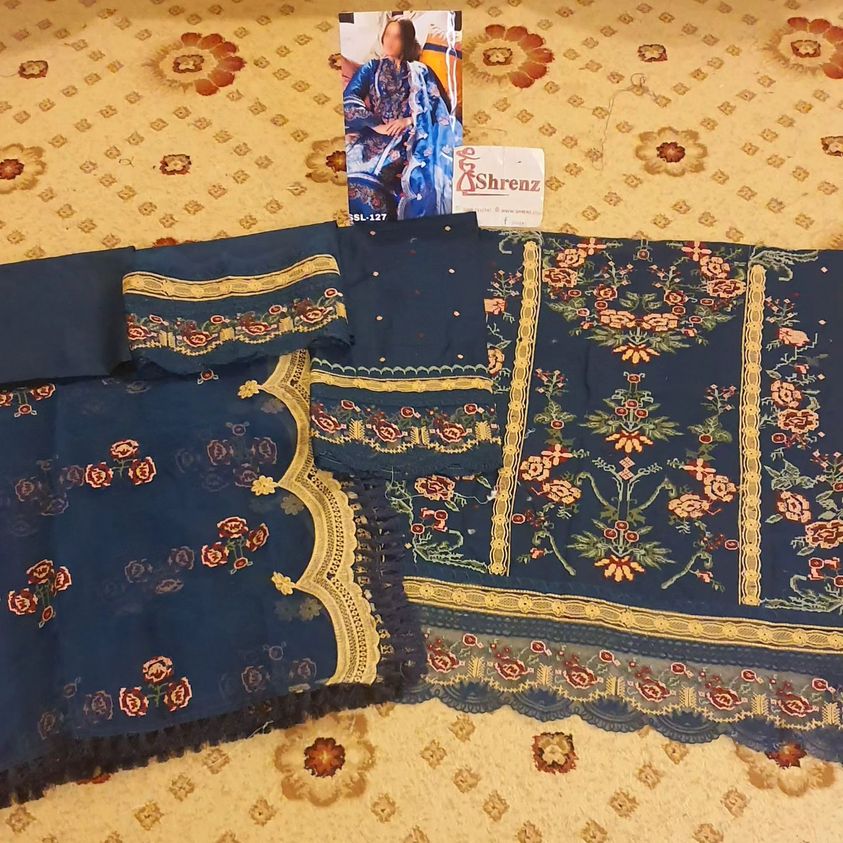 Sobia Nazir Dark Blue Luxury Lawn Collection Replica