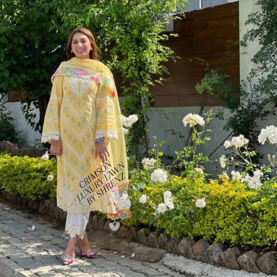 Crimson Yellow Luxury Lawn Collection Replica