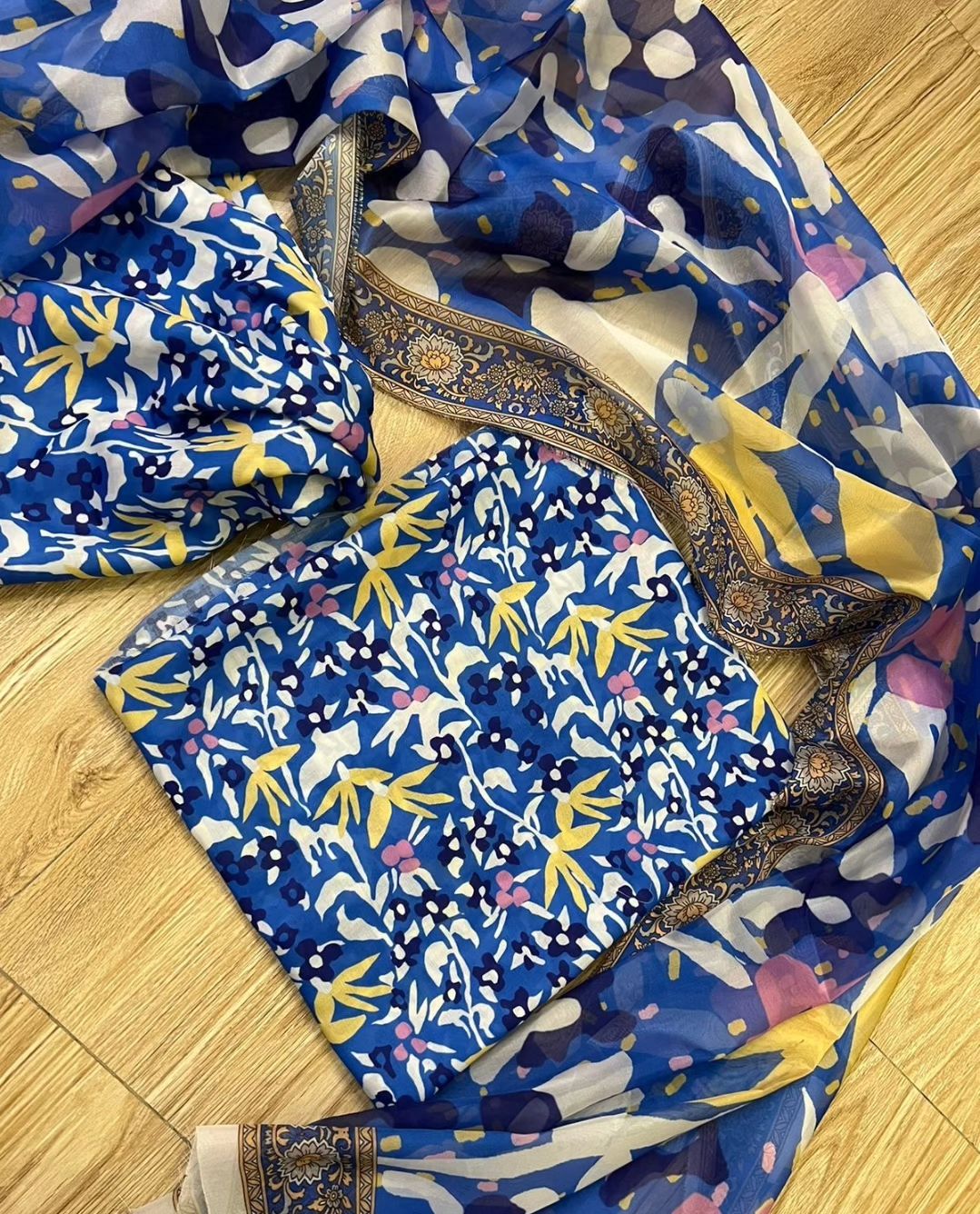 SHRENZ Blue Swiss Lawn Collection Replica