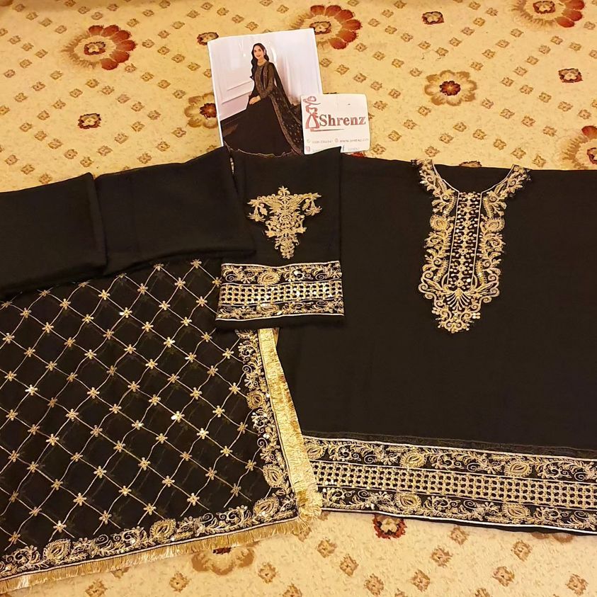 Asim Jofa Black Chiffon Maxi Replica