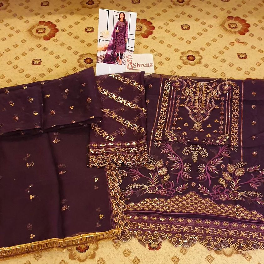 Emaan Adeel Purple Formal Collection Organza Replica