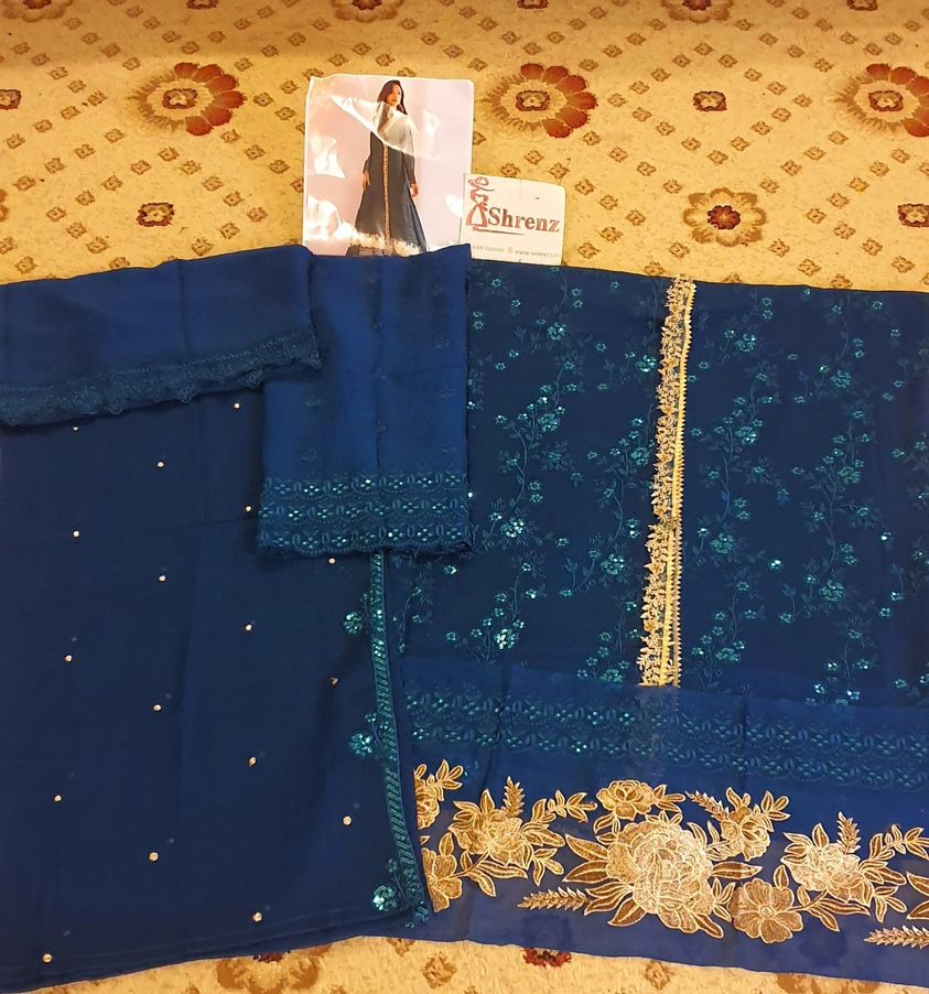 Azure Angrakha Blue Formal Collection Chiffon Replica