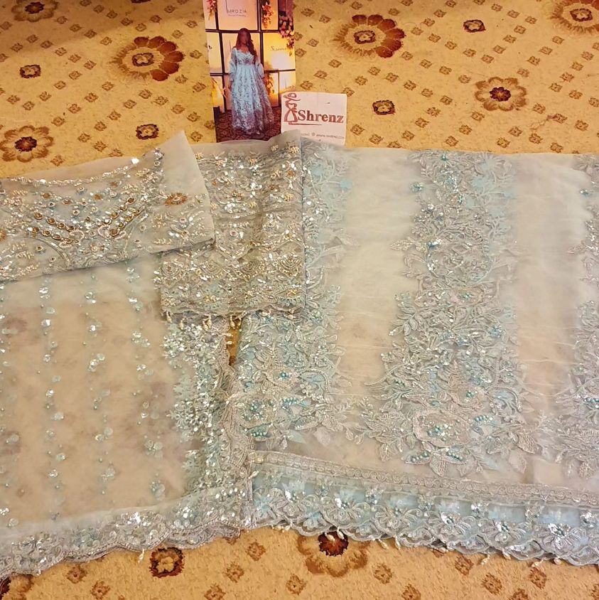 Imrozia Blue Bridal Collection Net Replica