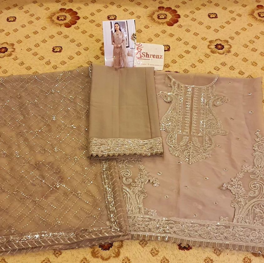 Asim Jofa Light Brown Formal Collection Chiffon Replica