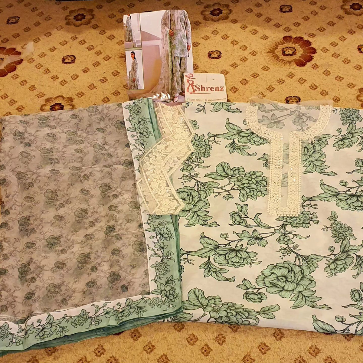 Baroque Mint Swiss Lawn Collection Replica