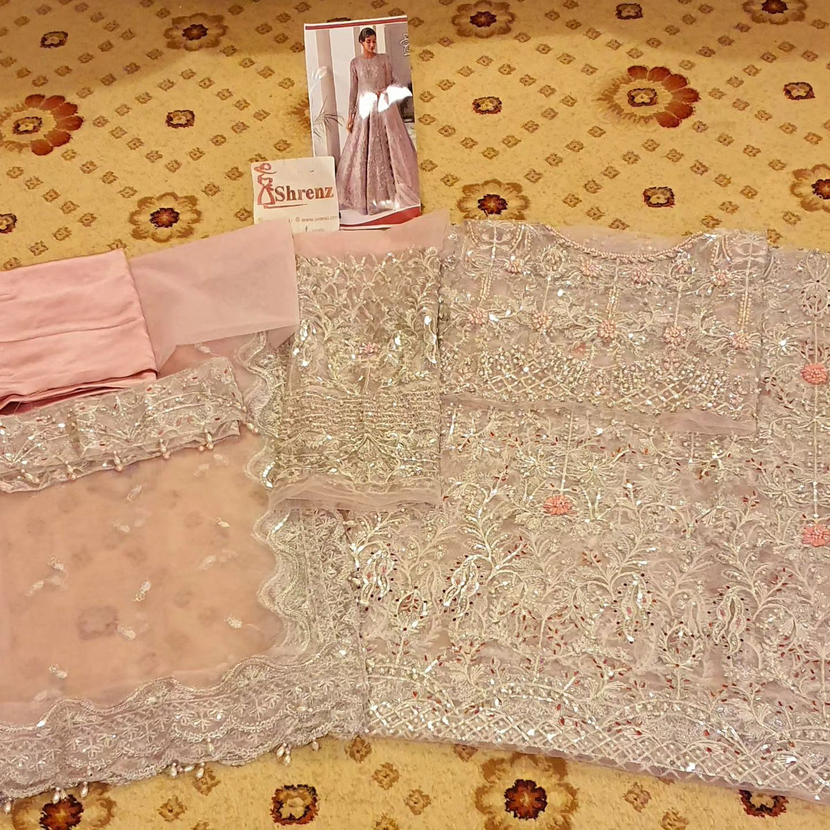 Akbar Aslam Pink Maxi Exclusive Collection Net Replica