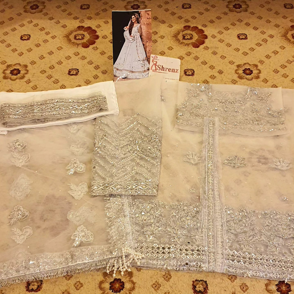 Shrenz White Bridal Collection Net Maxi Replica