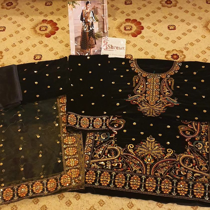 Asim Jofa Black Formal Collection Velvet Replica